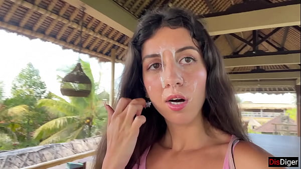 Cute Girl Eating Burger with Cum on Her Face in Public Cafe – Cumwalk