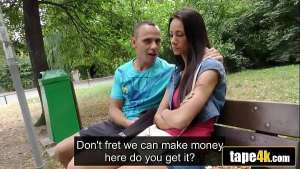 Hot Brunette Girlfriend Becomes Slut for Some Cash with Asshole Boyfriend Watches