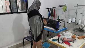 Indian seamstress masturbates deliciously in the clothing workshop