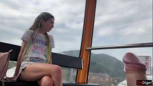 Public Dick Flashing on the Ferris wheel – Stranger Girl Help me Cum in her Mouth