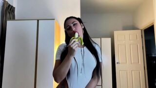 she teased me with a banana and whipped cream then took my cock like a slut