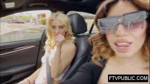 Amateur blonde public flashing and masturbation