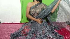 newly married Komal bhabhi stripping saree in bathroom, she fucked hard and got cum in Pussy with Hindi Audio