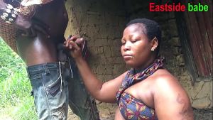 African forest Queen fucked outdoor with the forest hunter