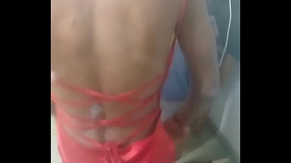 Boss fucks a black sexy whore in red dress at the hostel