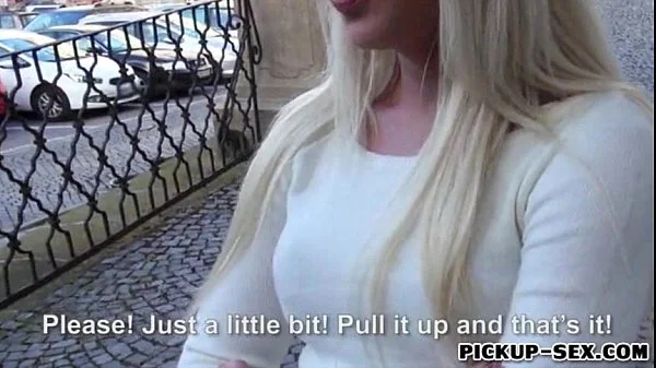 Czech girl Anastasia flashes her boobs and nailed for money