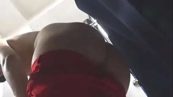 Hidden camera in the fitting room. Curvy MILF with big butt under surveillance. Voyeur. Amateur fetish with peeping. PAWG under a short dress. Hairy pussy no panties.