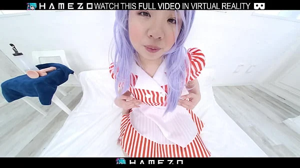 Horny Japanese chubby babe Noa Ogawa plays with a sex toy,in VR.