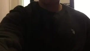 Solo male filling a condom with a huge load of cum. Tattooed man with a tasty big dick