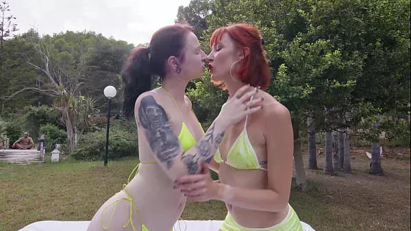 A relaxing day on vacation, but Pixie and Sammie are horny and need cocks and cum