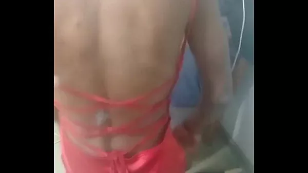 Boss fucks a black sexy whore in red dress at the hostel