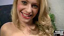 Hot blonde chick gives handjob
