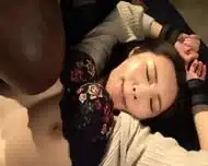 A young Japanese wife is violated by a huge black cock. She falls into a dangerous part-time job to save for her wedding. A thick cock penetrates her slender body. 4P gangbang. Mizubata Asami