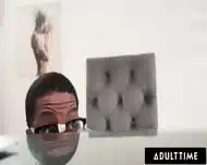 ADULT TIME – Redhead Stella Luxx CAUGHT IT Nerd Masturbating While Watching Her Pussy Under Table