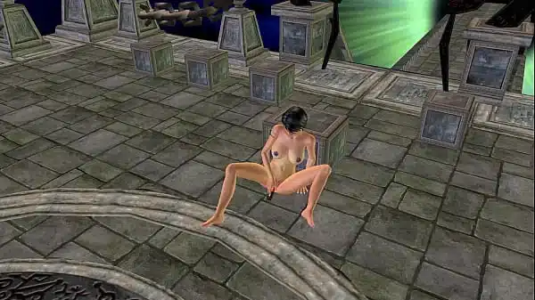 Animated 3D Cartoon Porn – A beautiful Tattooed girl masturbating with Bottle in a temple