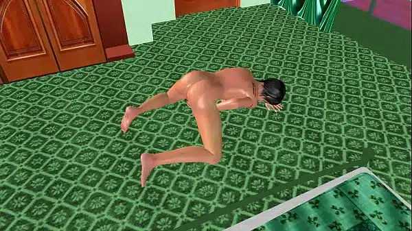 Animated 3D Cartoon Porn – A beautiful Tattooed girl rubbing her pussy in a temple