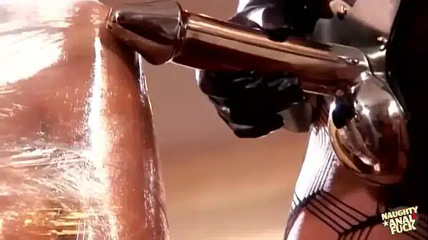 Bdsm power couple dons a strapon for bisexual threesome enjoyment with their new bondage toy.