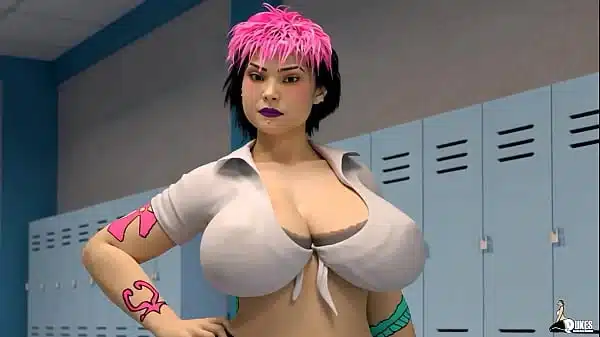 Big tit Emo girl plays with a fat cock after class