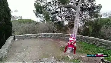 Chubby Russian girl in cosplay fucked outdoors and cumslow