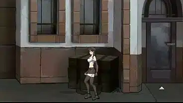 Cute brunette having sex with many men in Dk city fantasy hentai game