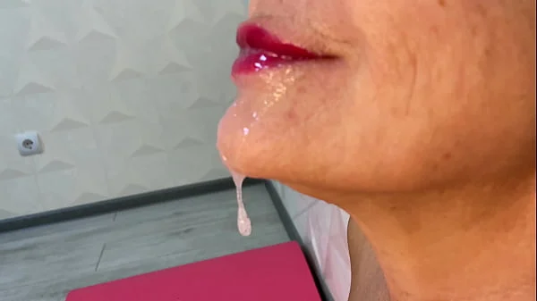 Fast deep throat to empty balls right in stepmoms mouth .