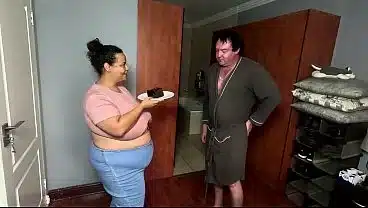 Getting messy as I am getting fucked doggystyle while eating cake