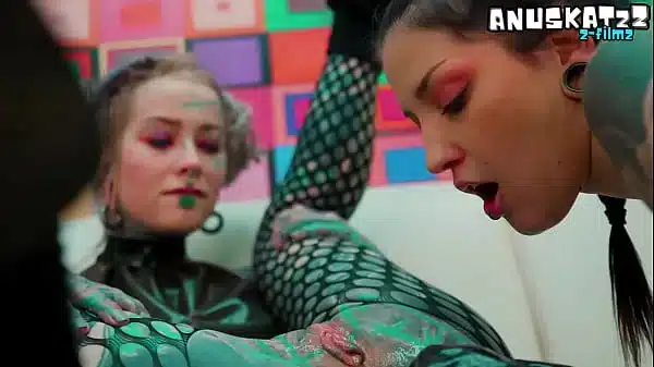 Gothic Lesbian Latex Fist Play, Squirting and Gapes