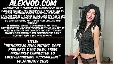 Hotkinkyjo anal fisting, gape, prolapse & big dildo from mrhankey connected to fuckyeamachine fuckmachine