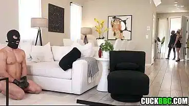 Masked slave cuck made to watch mistress stretched by BBCs