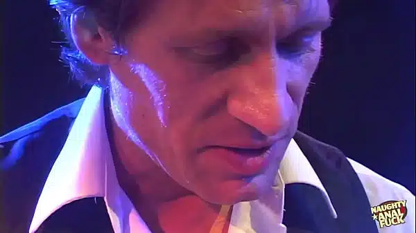 Massage in a smokey room between an old masseur and supple young blonde is missionary.