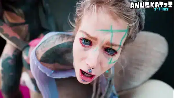 TATTOOED hippie ANAL fuck herself with dildo with BIG DICK