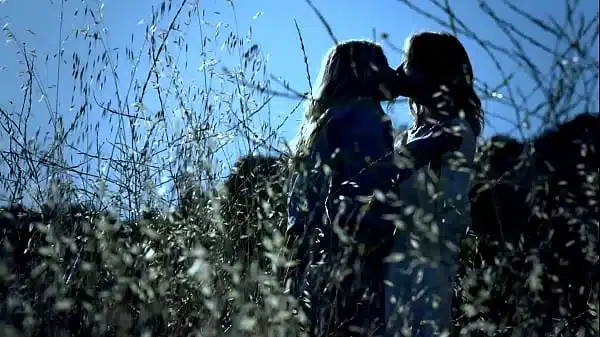 two blonde lesbo girl fucking in outdoor