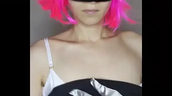 Enjoy as I masturbate with my big natural tits and kitty mask
