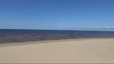 Funny milf with nylon ass and tits on beach