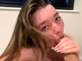 Gorgeous British 18 Year Old Sucks Cock And Plays With Cum