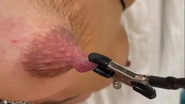 He Play Hard with my Hard Dark Nipples Squeezes and Stretches when Im Bondage