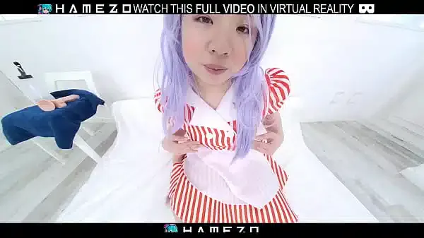 Horny Japanese chubby babe Noa Ogawa plays with a sex toy,in VR.
