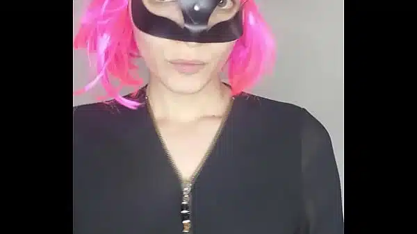 Observe my passionate self-pleasure with a kitty mask and big tits