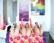 Petite Brunette Teen Cutie: Three Cocksucker