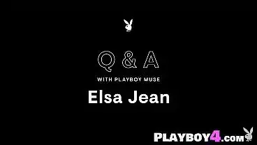 Sweet blonde girl Elsa Jean exposed sexy body after passion striptease