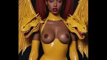 ai generated not real girl in latex t-rex