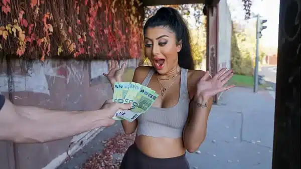 Exotic-Looking British Babe Takes a Wild Ride for Cash