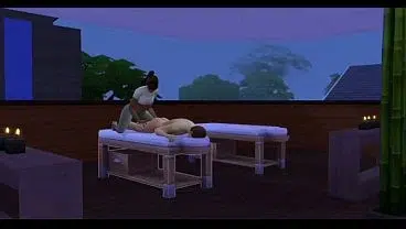 Hot and young masseusse gives bjs and hjs and gets spitroasted by her clients