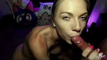 Skinny German Gamer Girl Vivi Vallentine give intense POV Amateur Blowjob and swallow his load