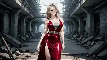 The woman in the leather dress had an orgasm in the ruins