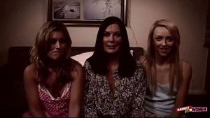 Being very cunning the mature lesbian lures two sexy chicks into an arousing threesome action