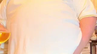 Big coach pisses after the game in his white briefs