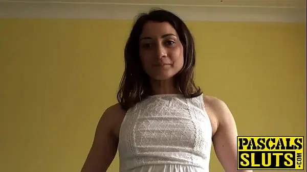 Cute brunette chick Valentina Bianco playing with her pussy