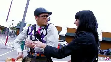 Black hair Cougar Wife Pick Up Nerd Boy on Street when her husband is away for Cheating Anal Sex