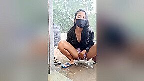 Cute Desi College Girl Playing Hard In Rain Boobies Shake